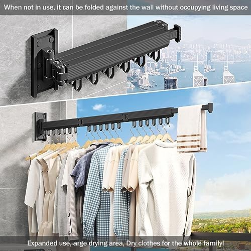 Wall Mounted Foldable Clothes Drying Rack, Heavy Duty 3-Fold Laundry Airer - Image 6