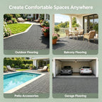 44 Pack Gray Stone Texture Interlocking Decking Tiles, 12x12 Waterproof Weather - Image 6
