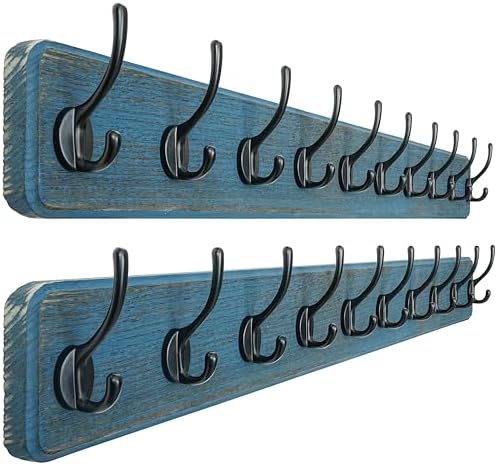 Dseap Coat Rack Wall: 38-1/4" Long, Heavy-Duty, 10-Double-Hooks Wooden Wall by Dseap