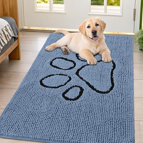 Smiry Dog Door Mat for Muddy Paws, Absorbent Non Slip Dirt Trapper by Smiry