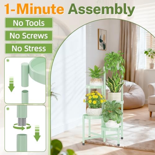 iDavosic.ly Plant Stand Indoor Outdoor, 5 Tier Metal Corner Shelf - Image 2