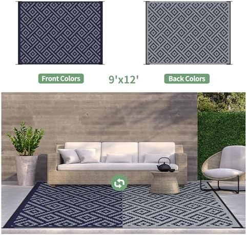 GENIMO Outdoor Rug, Waterproof Plastic Rugs 9'x12' - Image 3