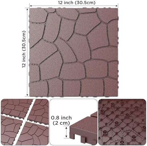 44 Pack Plastic Interlocking Decking Tiles, 12x12 Inch Waterproof Outdoor Floor - Image 2