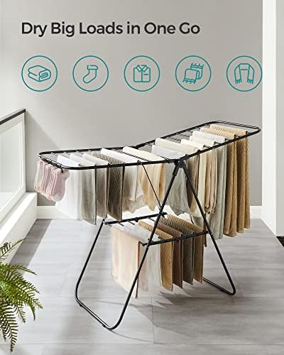 SONGMICS Clothes Drying Rack, Foldable Space-Saving Laundry Drying Rack - Image 3