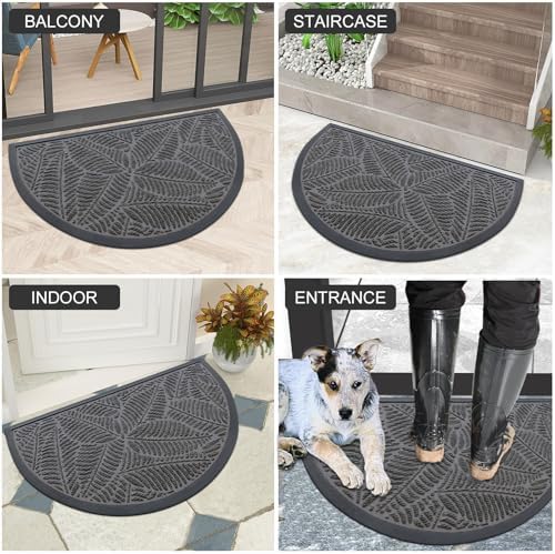 Colorxy Half Circle Waterproof Door Mat, Sturdy Rubber Doormat - Image 6