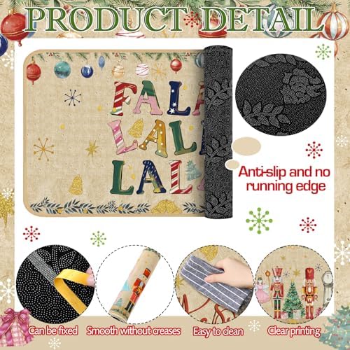 SATINIOR 3 Pcs Nutcracker Christmas Kitchen Rugs and Mats Set Non Slip - Image 6