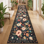 DUKINO 2.6x12 Kitchen Runner Rug, Floral Non Slip Long Washable Rug by DUKINO