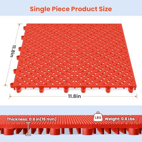 Jocoevol 12-Pcs Interlocking Tile, Indoor/Outdoor Drainage Interlocking Floor - Image 5