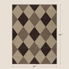 Easy Jute 3x4 Entryway Rug, Washable Non Slip Farmhouse Diamond Checkered - Image 2