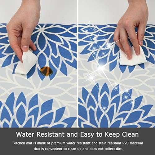 HEBE Kitchen Mats for Floor, Floral Anti Fatigue Kitchen Rugs Set of 2 - Image 4