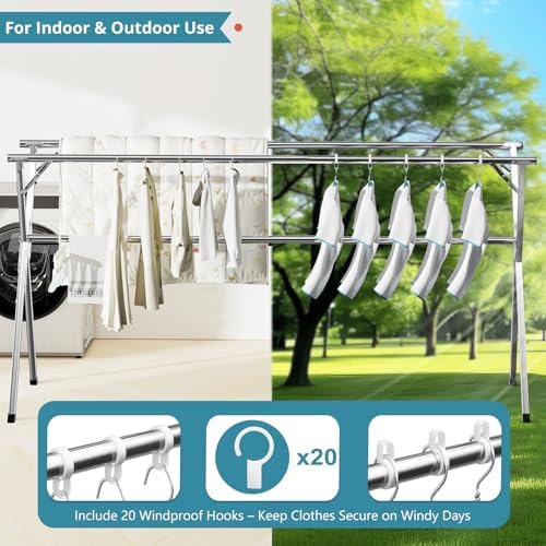 JAUREE 95 Inches Clothes Drying Rack, Drying Rack Clothing Folding Indoor - Image 4