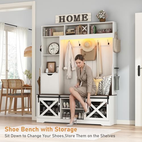 75''H 59''W Large LED Farmhouse Hall Tree - Image 5