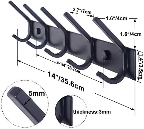 WEBI Coat Rack Wall Mounted, 5 Coat Hooks - Image 2