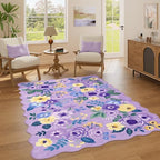 DUKINO 4x6 Area Rug, Non Slip Floral Washable Rug by DUKINO