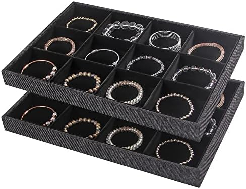 Julysky 2Pcs 12 Grids Stackable Jewelry Organizer Trays by Julysky