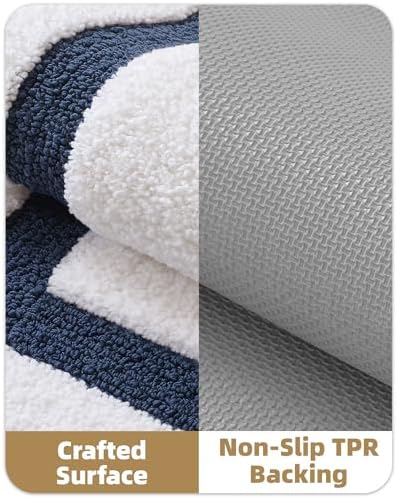 Color&Geometry White Bathroom Rugs 43x24, Extra Soft Absorbent Microfiber Bath - Image 5