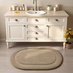Color&Geometry Oval Beige Bathroom Rugs 32x20, Extra Soft Absorbent Microfiber - Image 3