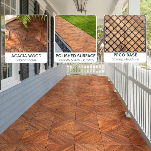 BEEFURNI Interlocking Acacia Wood Deck Tiles 12x12 - Image 5