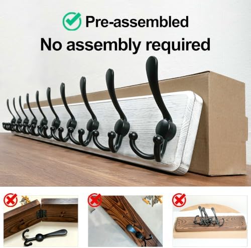 WEBI Coat Rack Wall Mounted, 38 9/16" Long, 10 Hooks, Wood Coat Hooks Wall - Image 6