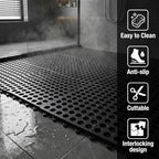 24 Pcs Interlocking Drainage Floor Tiles, 12 Inch Plastic Non Slip Mats - Image 3