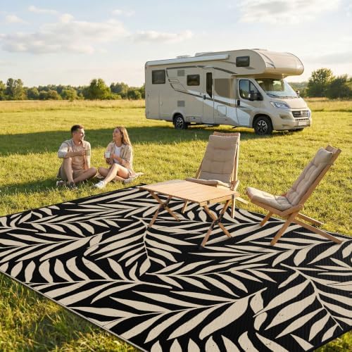 Smiry Outdoor Rug 9x12 ft Waterproof Reversible Leaf Mat - Image 2