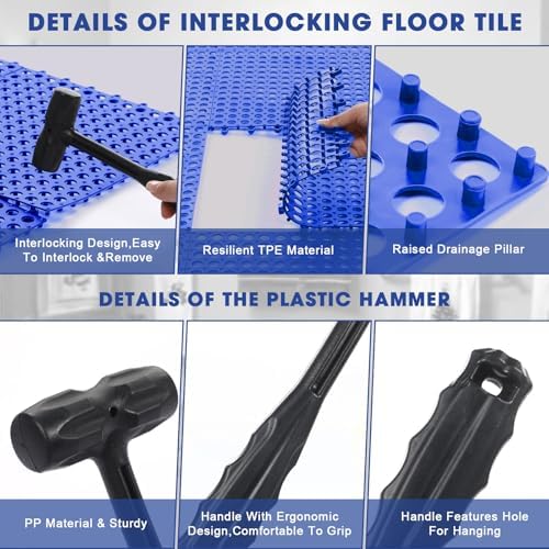 Drydiet 8 Pack Drainage Tiles Modular Interlocking Floor Tiles - Image 4