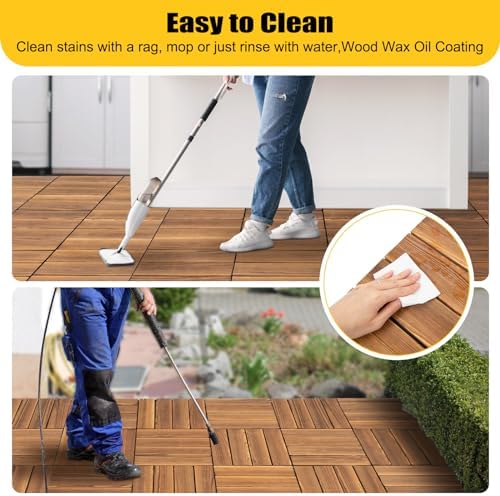 36 Pcs Interlocking Wood Deck Tiles, Dark Coffee - Image 5