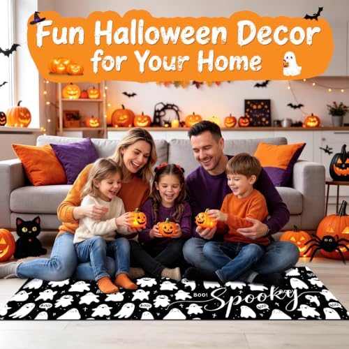 Halloween Kitchen Mats Set of 3, Spooky Boo Kitchen Rugs - Image 2