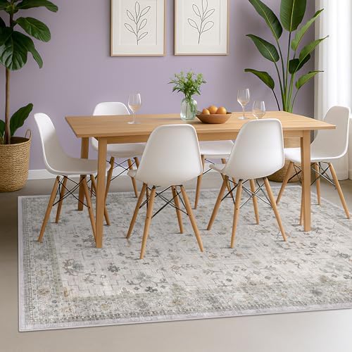 Boho Light Gray & Sage 6x8 Living Room Rug - Image 3