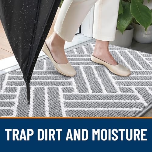 OLANLY Indoor Door Mat 36x24, Low-Profile Doormat, Light Grey - Image 2