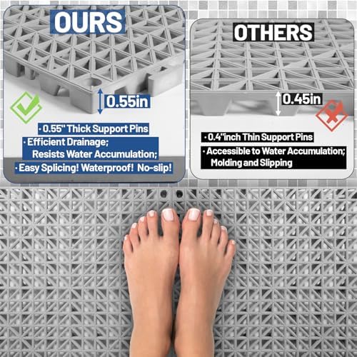 12PCS Drainage Interlocking Floor Tiles 11.8" x 11.8", Modular Interlocking - Image 5