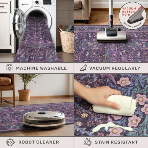 Washable Small Purple Rug 2x3 for Entryway Non Slip, Bohemian Throw Rug for - Image 4