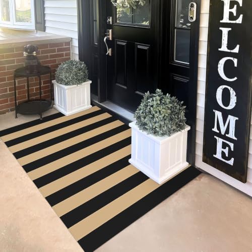 KILOCOCO Striped Rug 3x5 ft Washable Woven Front Door Rug by Kilococo