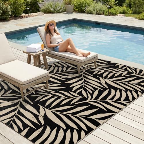 Smiry Outdoor Rug 5x8 ft Waterproof Reversible Leaf Mat - Image 3