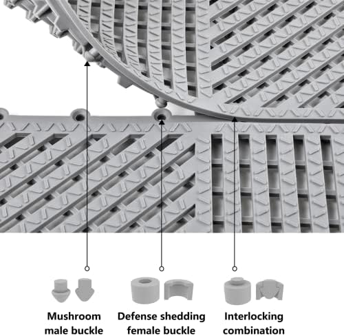 9 Pack Interlocking Rubber Floor Tiles Soft Non-Slip Outdoor Shower Mat - Image 6