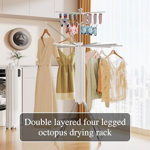 JOOM 4 Legs Double Layer Clothes Drying Rack, Garment Rack Portable and - Image 2