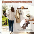 Yangbaga Coat Rack Wall Mount, Acacia Wood Coat Hooks Wall Mount - Image 5