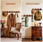 Wooden Coat Rack Wall Mount, Teak Solid Wood Coat Hanger - Image 4