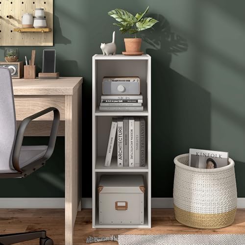 Homes: Inside + Out Apexa 3-Cube Storage Organizer Shelves, Stackable Wood - Image 2