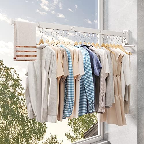 LIENAHU Drying Rack, Wall Mounted Clothes Rack, 220lbs Capacity - Image 4