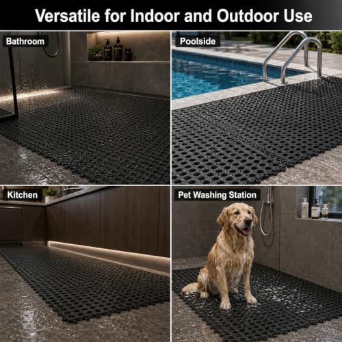 24 Pcs Interlocking Drainage Floor Tiles, 12 Inch Plastic Non Slip Mats - Image 7