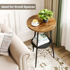 Side Table 2-Tier Round End Table Indoor Small Side Table Industrial Accent - Image 5