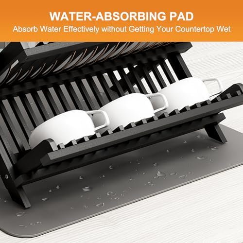 Greenual Black Bamboo Dish Drying Rack - Image 6