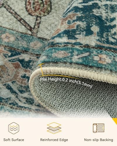 RELEANY Washable Area Rug, Round 7ft - Image 3