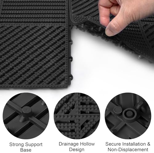MYFAMIREA Modular Interlocking Cushion 12 Pack 11.8" x 11.8" Rubber Floor Tiles - Image 4