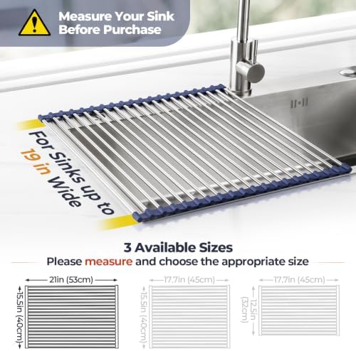 Tomorotec Roll Up Dish Drying Rack Over Sink, 304 Steel - Image 4