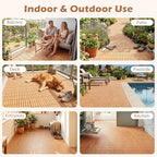 GIANTEX 54 PCS Acacia Wood Deck Tiles, Interlocking Patio Flooring Tiles - Image 7