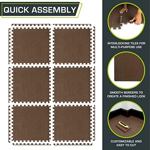 ProsourceFit Exercise Puzzle Mat 1/2-inch, EVA Interlocking Foam Floor Tiles - Image 6