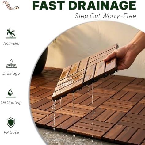 Acacia Interlocking Deck Tiles, 12 Slats - Image 6