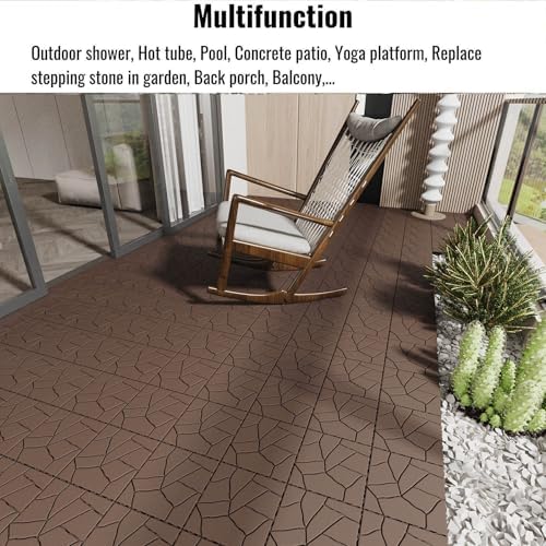 44 Pack Interlocking Deck Tiles, 12x12 Inch Modern Plastic Outdoor Flooring - Image 4
